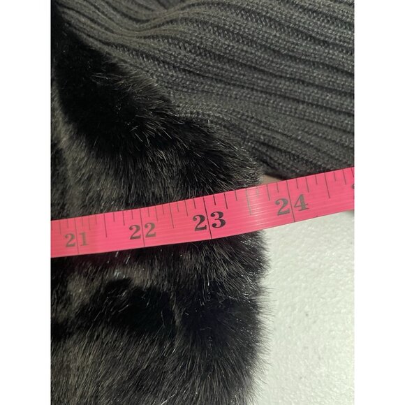 Kathie Lee Black Zip Up Sweater Faux Fur Front Ribbed Back Size XL Jacket - Picture 5 of 6